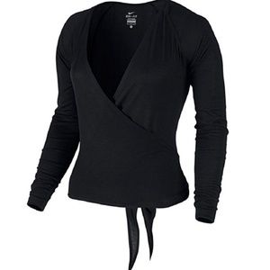 Nike dance black ballet wrap cardigan tie top